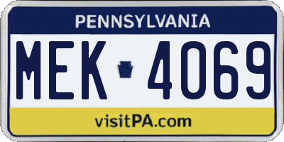 PA license plate MEK4069