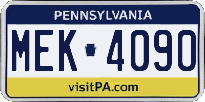 PA license plate MEK4090