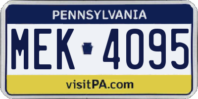 PA license plate MEK4095