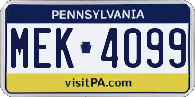 PA license plate MEK4099