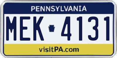 PA license plate MEK4131