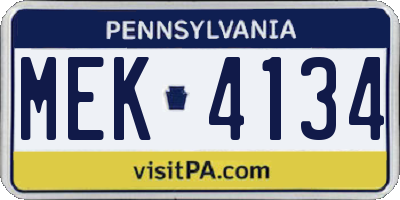 PA license plate MEK4134