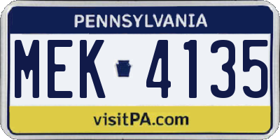 PA license plate MEK4135