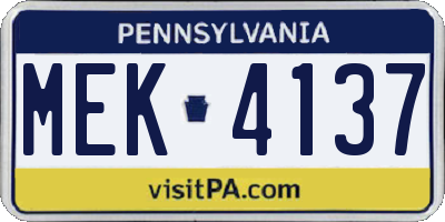 PA license plate MEK4137