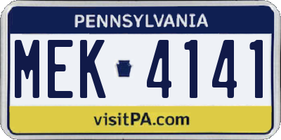 PA license plate MEK4141