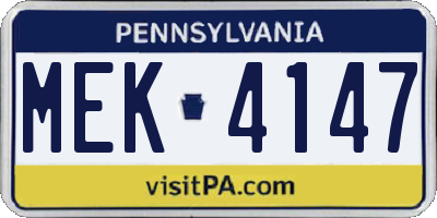 PA license plate MEK4147