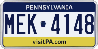 PA license plate MEK4148