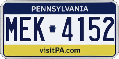 PA license plate MEK4152