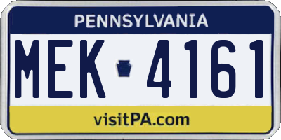 PA license plate MEK4161