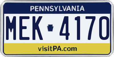 PA license plate MEK4170