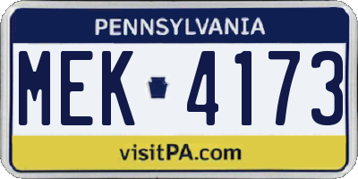 PA license plate MEK4173