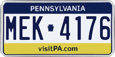 PA license plate MEK4176