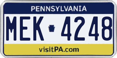 PA license plate MEK4248