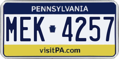 PA license plate MEK4257