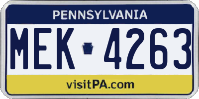 PA license plate MEK4263
