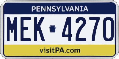 PA license plate MEK4270