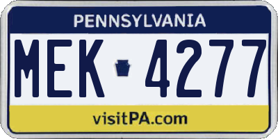 PA license plate MEK4277