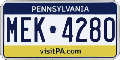 PA license plate MEK4280