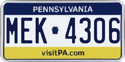 PA license plate MEK4306