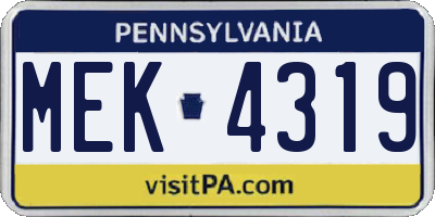 PA license plate MEK4319