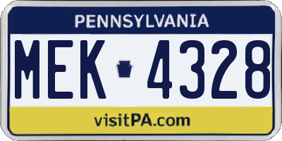 PA license plate MEK4328