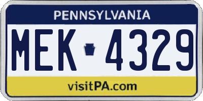 PA license plate MEK4329
