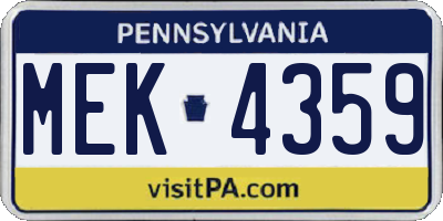 PA license plate MEK4359