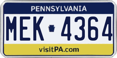 PA license plate MEK4364