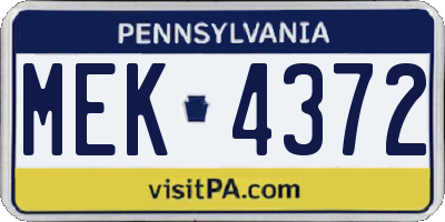 PA license plate MEK4372
