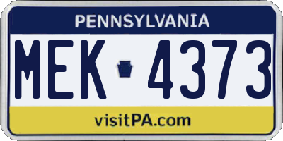 PA license plate MEK4373