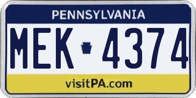 PA license plate MEK4374