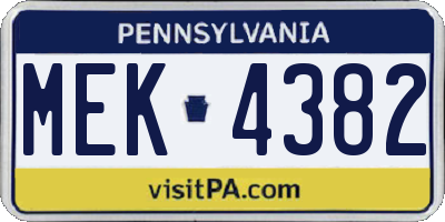 PA license plate MEK4382