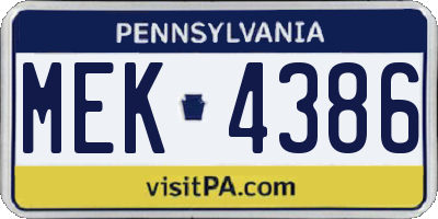 PA license plate MEK4386