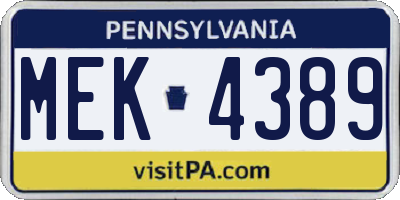 PA license plate MEK4389
