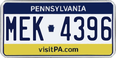 PA license plate MEK4396