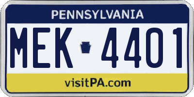 PA license plate MEK4401