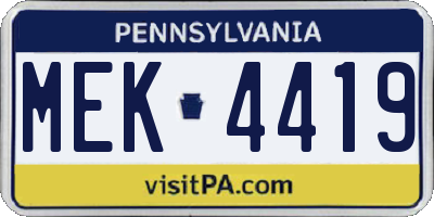 PA license plate MEK4419