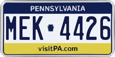 PA license plate MEK4426