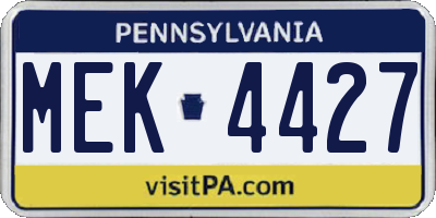 PA license plate MEK4427