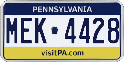 PA license plate MEK4428