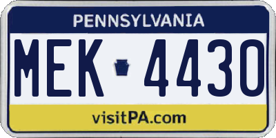 PA license plate MEK4430