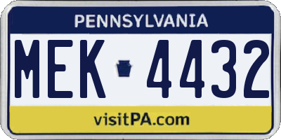 PA license plate MEK4432