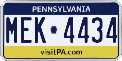 PA license plate MEK4434