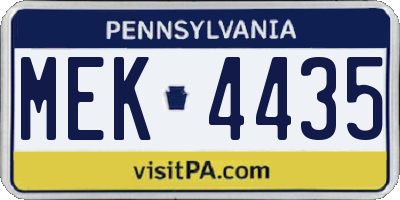 PA license plate MEK4435