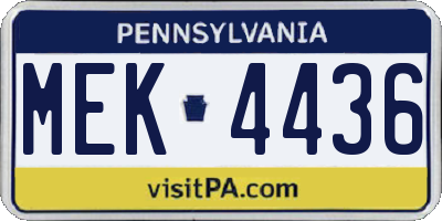 PA license plate MEK4436
