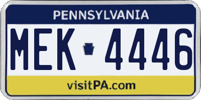 PA license plate MEK4446