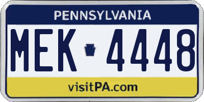PA license plate MEK4448
