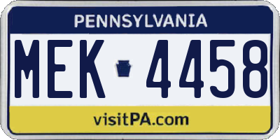 PA license plate MEK4458