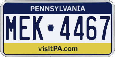 PA license plate MEK4467