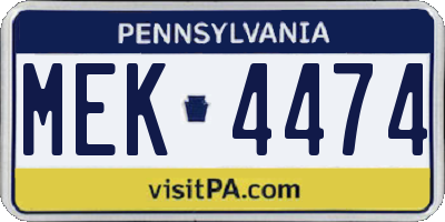 PA license plate MEK4474